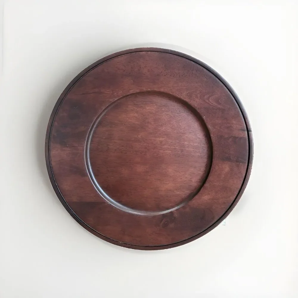 Pier 1 Walnut Wooden Charger  14.5” Set Of 4 Dark Brown For 9” Plate